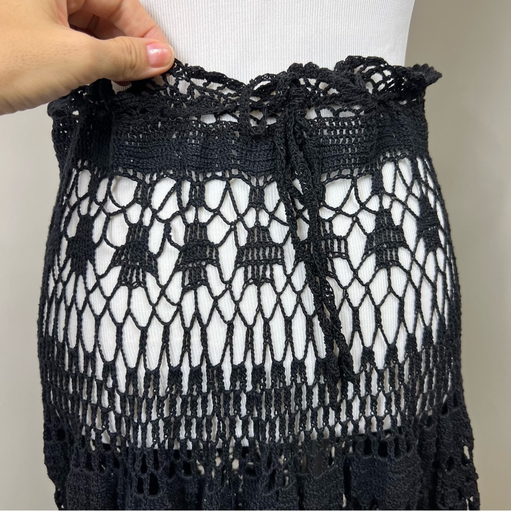 Hand crochet lace knee length skirt Sz M - Picture 6 of 8